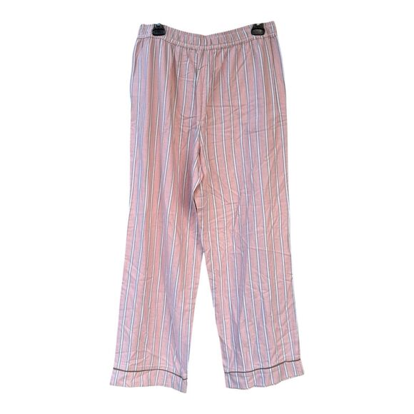 NWT State of Day Flannel Pajama Pants Women's Pink/White Striped Elastic Waist - Picture 2 of 5